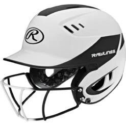Rawlings Velo Two Tone Home Batting Helmet Softball Mask R16H2FG -Baseball Store R16H2FGS B 3quarterleft